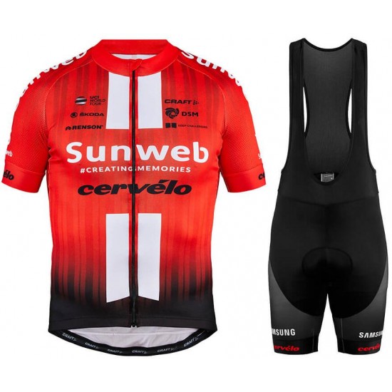 Team Sunweb 2019 Fahrradbekleidung Radtrikot Satz Kurzarm+Kurz Trägerhose DPR01