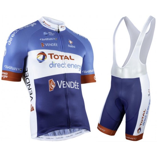 Total Direct Energie 2019 Fahrradbekleidung Radtrikot Satz Kurzarm+Kurz Trägerhose 0TGY1