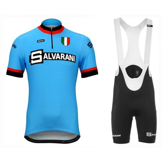 Salvarani Retro Fahrradbekleidung Radtrikot Satz Kurzarm+Kurz Trägerhose 7JA80