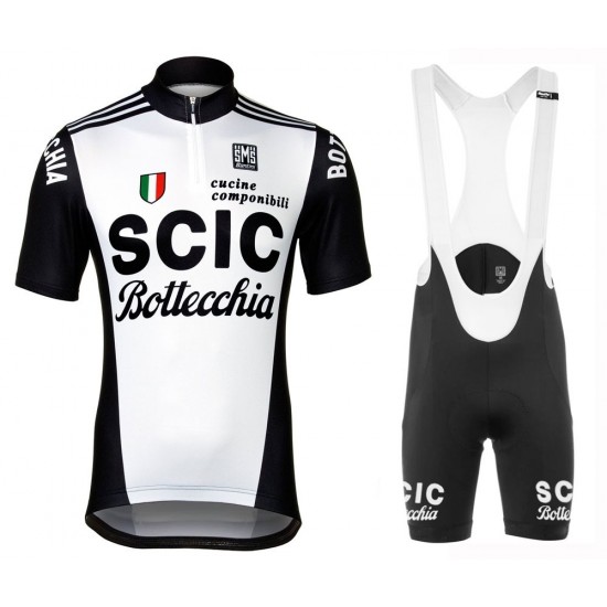 SCIC Bottecchia Retro Fahrradbekleidung Radtrikot Satz Kurzarm+Kurz Trägerhose Q0WCW