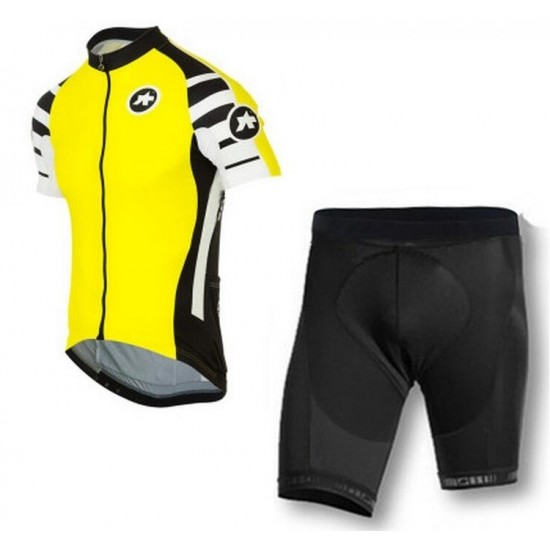 2016 ASSOS Fahrradbekleidung Radtrikot Kurzarm+Kurz Radhose gelb UGOOU