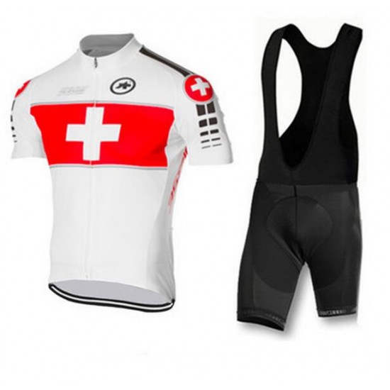 2016 ASSOS Fahrradbekleidung Radteamtrikot Kurzarm+Kurz Radhose Kaufen Rot weiß Schwarz BJAJ3