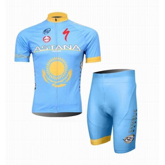 2014 Astana Teams Specialized Radbekleidung Radtrikot Kurzarm und Fahrradhosen Kurz PKHPR