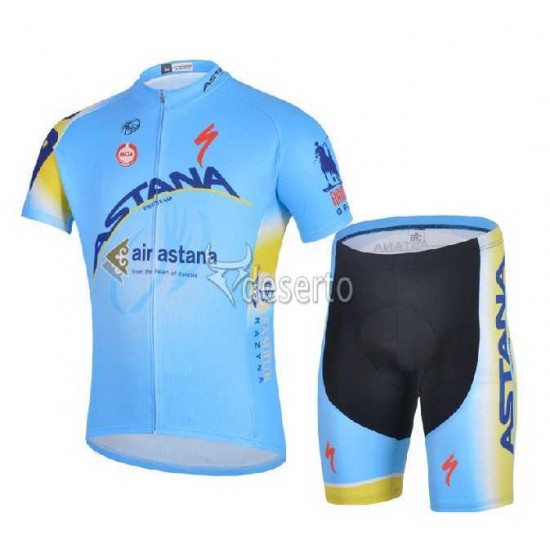 Astana Pro Team Radbekleidung Radtrikot Kurzarm und Fahrradhosen Kurz 2014 NJ0QA