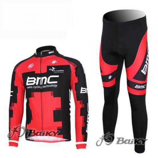 BMC Racing Pro Team Fahrradbekleidung Radtrikot Langarm+Lang Trägerhose Rot CIV1A