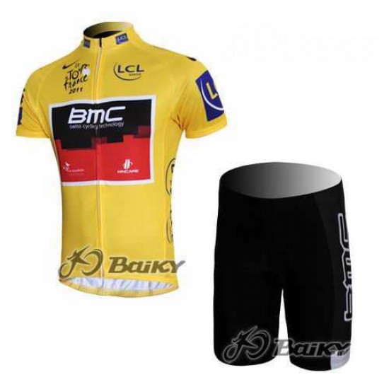 BMC 2011 Tour De France Radbekleidung Radtrikot Kurzarm und Fahrradhosen Kurz gelb I7FA2