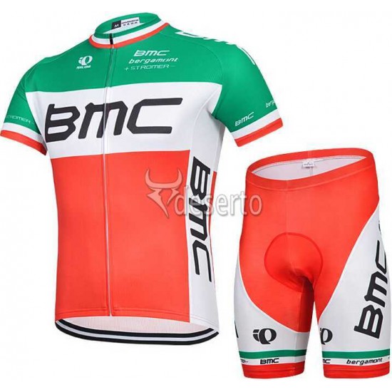 2015 BMC Fahrradbekleidung Radtrikot Satz Kurzarm+Kurz Radhose Rot grün K3G0X