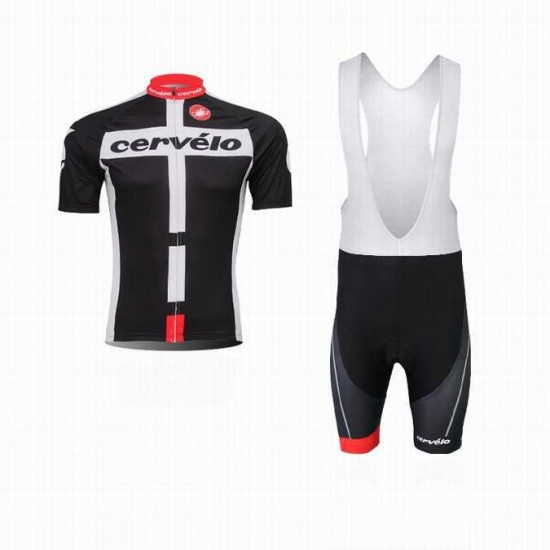 2014 Castelli Cervelo Fahrradbekleidung Radteamtrikot Kurzarm+Kurz Radhose Kaufen Schwarz K1JIC