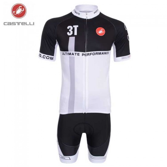 Castelli 3T 2014 Radbekleidung Radtrikot Kurzarm und Fahrradhosen Kurz weiß Schwarz 045TX