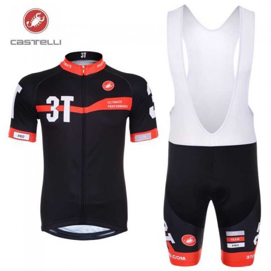 Castelli 3T 2014 Fahrradbekleidung Radteamtrikot Kurzarm+Kurz Radhose Kaufen Schwarz Rot QTHAW