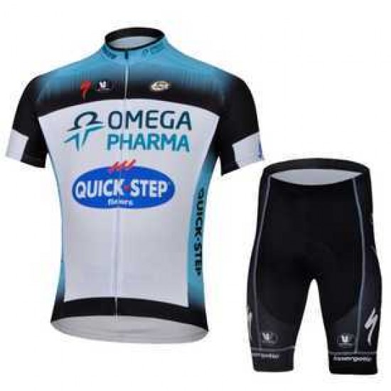 2013 Omega Pharma Quick Step Radbekleidung Radtrikot Kurzarm und Fahrradhosen Kurzje weiß Schwarz T2DMD