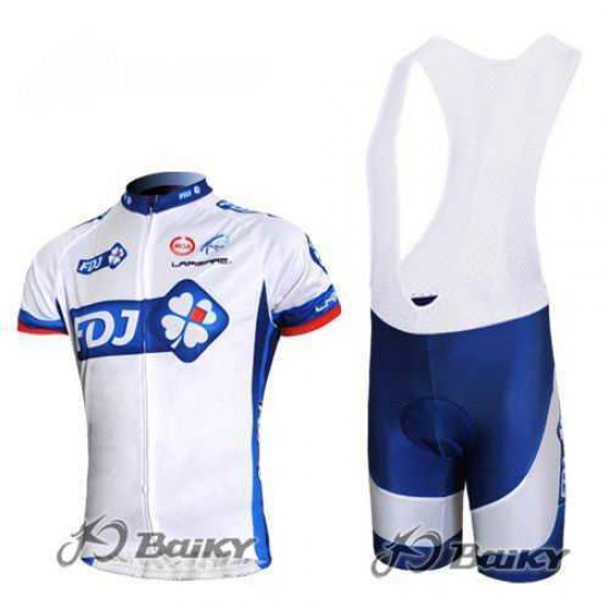 FDJ-BigMat Pro Team Fahrradbekleidung Radteamtrikot Kurzarm+Kurz Radhose Kaufen weiß blau MXENK
