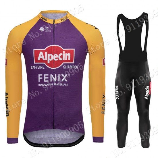 Purple France Tour 2021 Alpecin Fenix Pro Team Set Radtrikot Langarm+Lange Trägerhosen Online OTTjp7