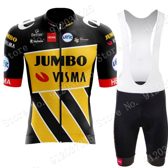 New Style Jumbo Visma 2021 Team Fahrradbekleidung Radteamtrikot Kurzarm+Kurz Radhose 1LuYAB