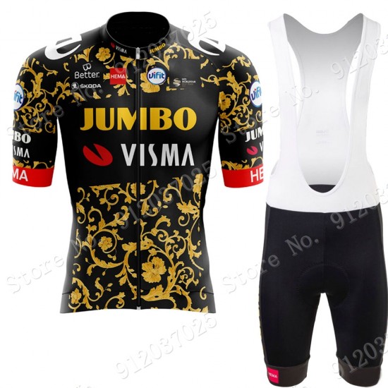 New Style Jumbo Visma 2021 Team Fahrradbekleidung Radteamtrikot Kurzarm+Kurz Radhose bBbc27