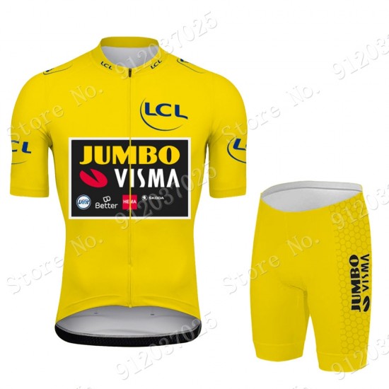 Grun Jumbo Visma Tour De France 2021 Team Fahrradbekleidung Radtrikot Satz Kurzarm+Kurz Fahrradhose oy9LiR