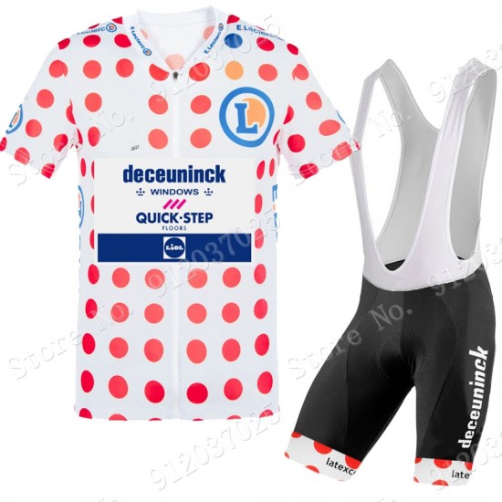 Polka Dota Deceuninck quick step Tour De France 2021 Team Fahrradbekleidung Radtrikot Satz Kurzarm+Kurz Fahrradhose Bh91jK