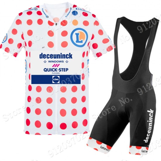 Polka Dota Deceuninck quick step Tour De France 2021 Team Fahrradbekleidung Radteamtrikot Kurzarm+Kurz Radhose RBbKS3