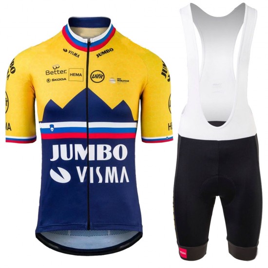 Jumbo Visma SLovenia Pro 2021 Team Fahrradbekleidung Radtrikot+Fietsbroeken Korte GvqNrp