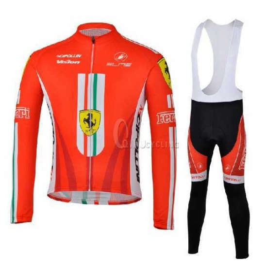 Ferrari Teams Castelli Cipollini Fahrradbekleidung Radtrikot Langarm+Lang Trägerhose F4WK2