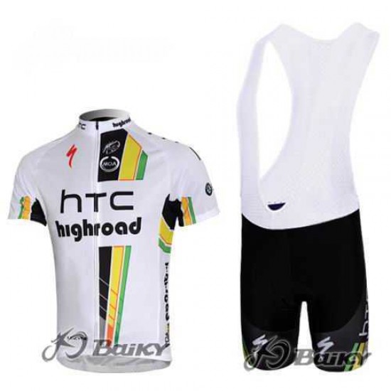 HTC-Highroad Pro Team Radbekleidung Radtrikot Kurzarm und Fahrradhosen Kurz Bib weiß H10XI