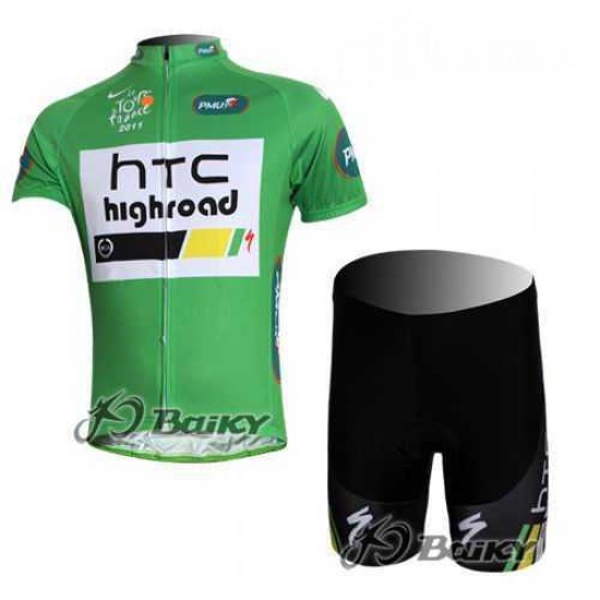 HTC-Highroad Pro Team Radbekleidung Radtrikot Kurzarm und Fahrradhosen Kurz grün H54RY