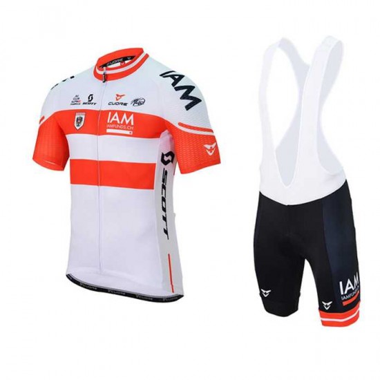 2016 IAM Radbekleidung Fahrradtrikot Kurzarm und Fahrradhosen Kurz Bib Rot weiß 0JUC0