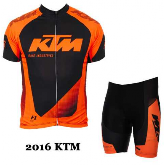2016 KTM Fahrradkleidung Radsportbekleidung Kurzarm Trikot+Trägerhose Kurz oranje 05 Z44EH