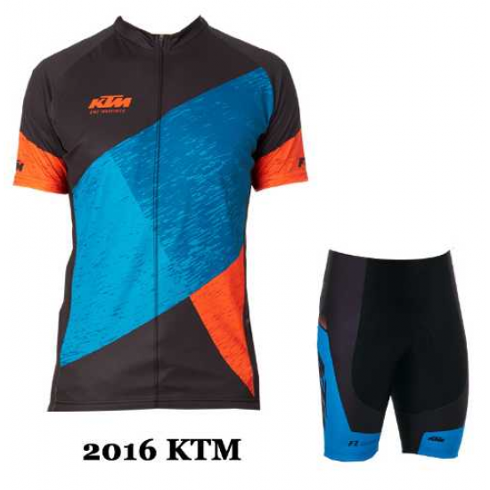 2016 KTM Fahrradkleidung Radsportbekleidung Kurzarm Trikot+Trägerhose Kurz blau 04 8A05L