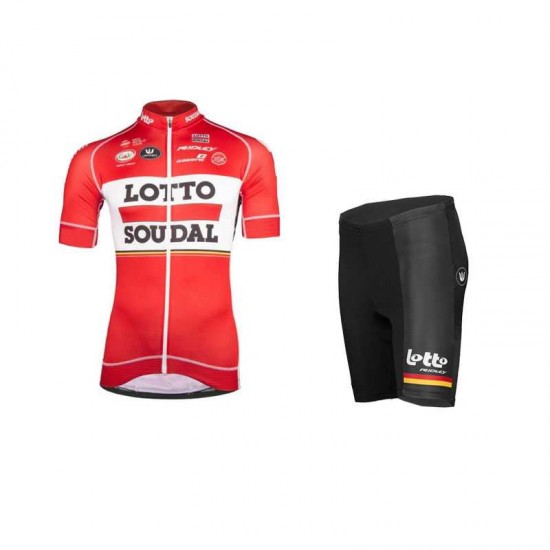 2017 Lotto Fahrradkleidung Radsportbekleidung Kurzarm Trikot+Trägerhose Kurz Rot BJTAM