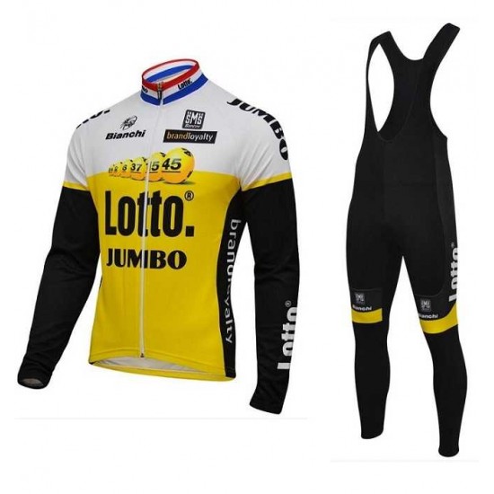 2016 Lotto Jumbo Fahrradbekleidung Tikotlangarm+Lang Trägerhose gelb QEKC0