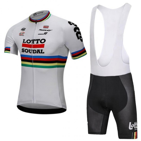 2018 Lotto Soudal weiß Fahrradbekleidung Radtrikot Satz Kurzarm+Kurz Trägerhose T4RMD