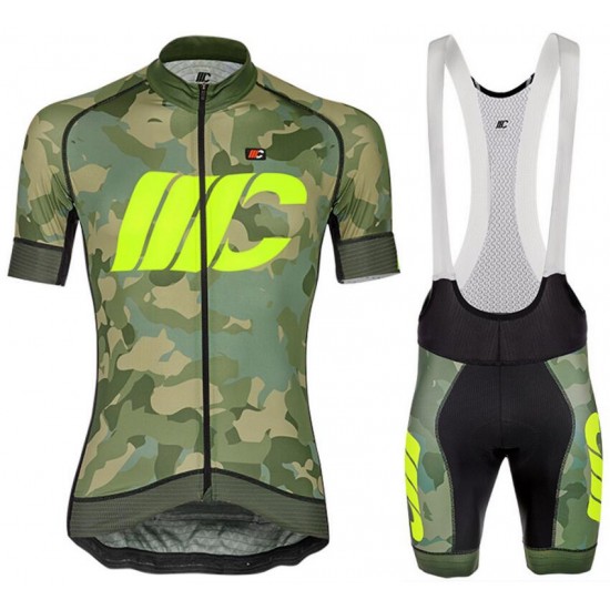 Cipollini Prestige Camo grün gelb Fahrradbekleidung Radtrikot Satz Kurzarm+Kurz Trägerhose 06KHJ