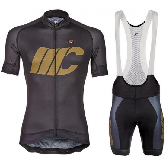 Cipollini Prestige Schwarz gold Fahrradbekleidung Radtrikot Satz Kurzarm+Kurz Trägerhose OLRXI