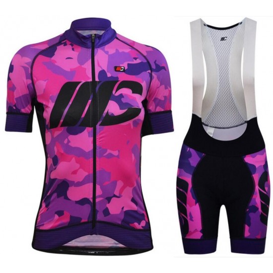 Cipollini Prestige Damen Camo violet Fahrradbekleidung Radtrikot Satz Kurzarm+Kurz Trägerhose FJK3P