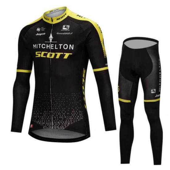 Mitchelton Scott 2018 Set Fahrradbekleidung Radtrikot Langarm+Lange Fahrradhose AS1K7