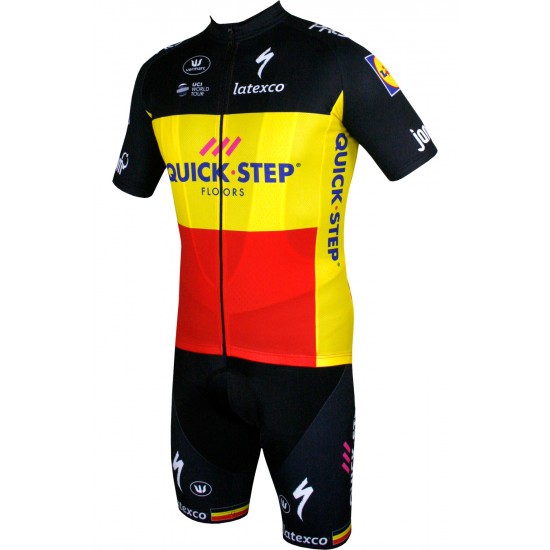 Quick Step Floors Belgium Champion 2018 Fahrradbekleidung Radtrikot Satz Kurzarm+Kurz Trägerhose 45Q4X