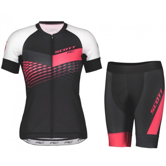 Scott RC PRO Damen Damen Set Fahrradbekleidung Radtrikoten+Kurz Radhose black/azalea pink 4XVL8