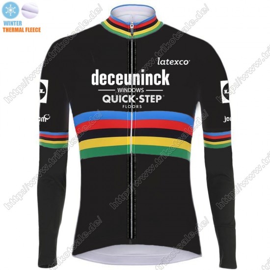 Winter Thermal Fleece Deceuninck quick step 2021 UCI World Champion Fahrradbekleidung Radtrikot Langarm OAPAW