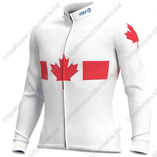Canada FDJ 2021 Fahrradbekleidung Radtrikot Langarm HQYEX