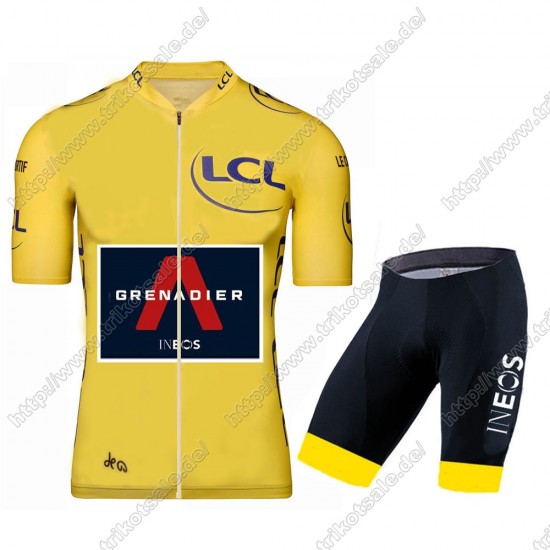 Team INEOS Grenadier 2021 Tour De France Yelllow Fahrradbekleidung Satz Fahrradtrikot Kurzarm Trikot Und Kurz Radhose IHCQA