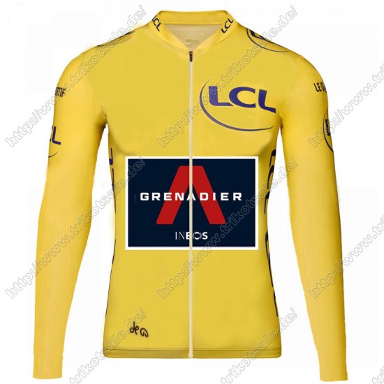 Team INEOS Grenadier Tour De France 2021 Herren Fahrradbekleidung Radtrikot Langarm Yellow GGAYD