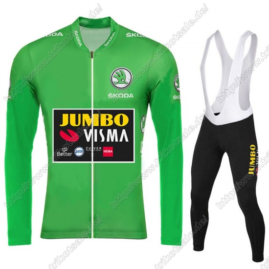 Jumbo Visma 2021 Green Fahrradbekleidung Radtrikot Langarm+Collant Cycliste BFIXR