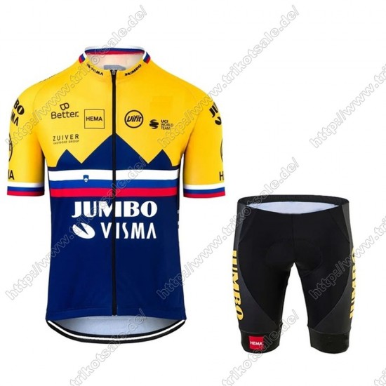 Jumbo Visma 2021 SLOVAKIAN Fahrradbekleidung Satz Fahrradtrikot Kurzarm Trikot Und Kurz Radhose OSWCD