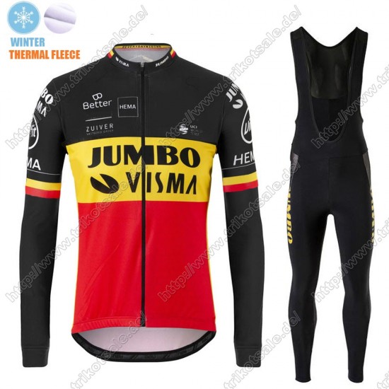 Winter Thermal Fleece Jumbo Visma 2021 Belgium Fahrradbekleidung Radtrikot Langarm+Collant Cycliste FUQWH