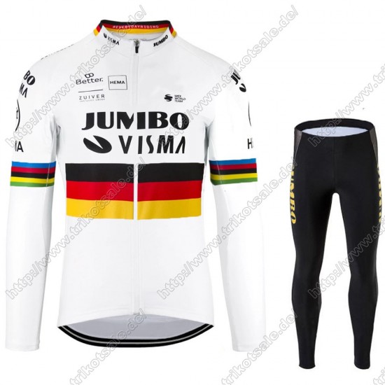 Jumbo Visma 2021 Germany Fahrradbekleidung Radtrikot Langarm+Collant Cycliste SLVRN