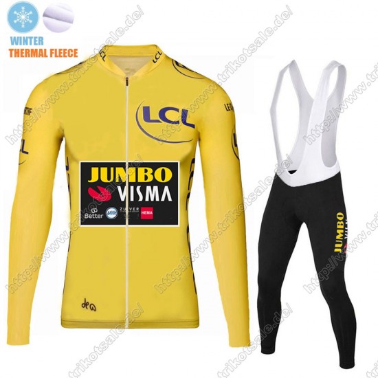 Winter Thermal Fleece Jumbo Visma 2021 Tour De France Fahrradbekleidung Radtrikot Langarm+Lang Trägerhose IXIIC