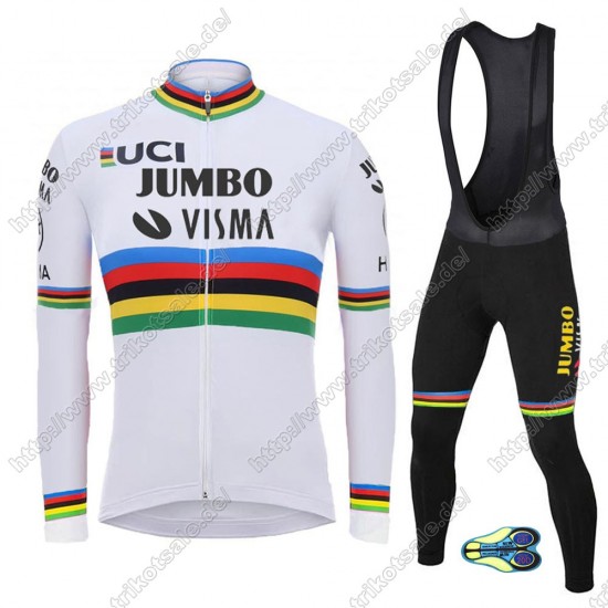 Team Jumbo Visma UCI World Champion 2021 Fahrradbekleidung Radtrikot Langarm+Lang Trägerhose GBQZR