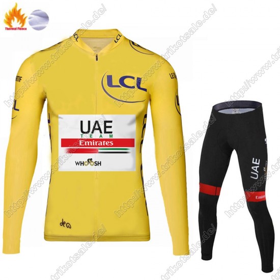 Winter Thermal Fleece UAE EMIRATES Tour De France 2021 Fahrradbekleidung Radtrikot Langarm+Lang Trägerhose XZOKJ