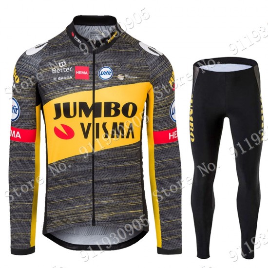 Jumbo Visma Tour De France 2021Fahrradbekleidung Radtrikot Langarm+Lange Trägerhosen 322 iS1fh